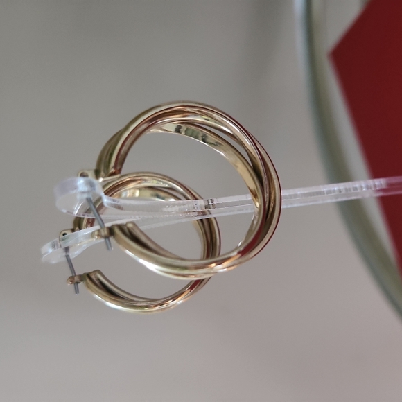 Vintage Goldtone Twisted Hoop Earrings EUC - Picture 4 of 8